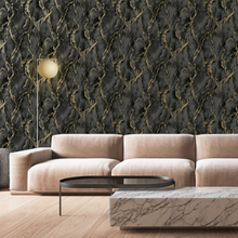 400136 Pandora Black Gold Vasari Wallpaper by Rasch
