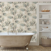 659863 Opulenza Leaf Blue Wallpaper by Rasch