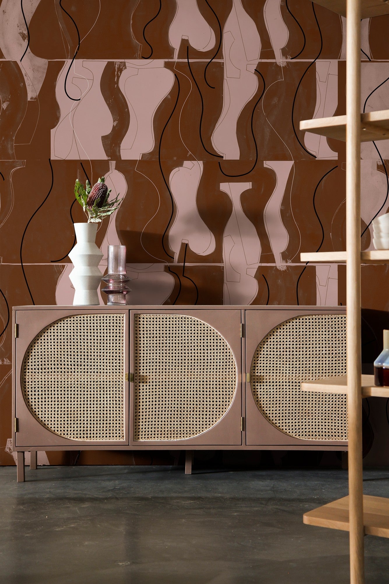 A00107 Archeological Terracotta Geo Mural by Coordonné