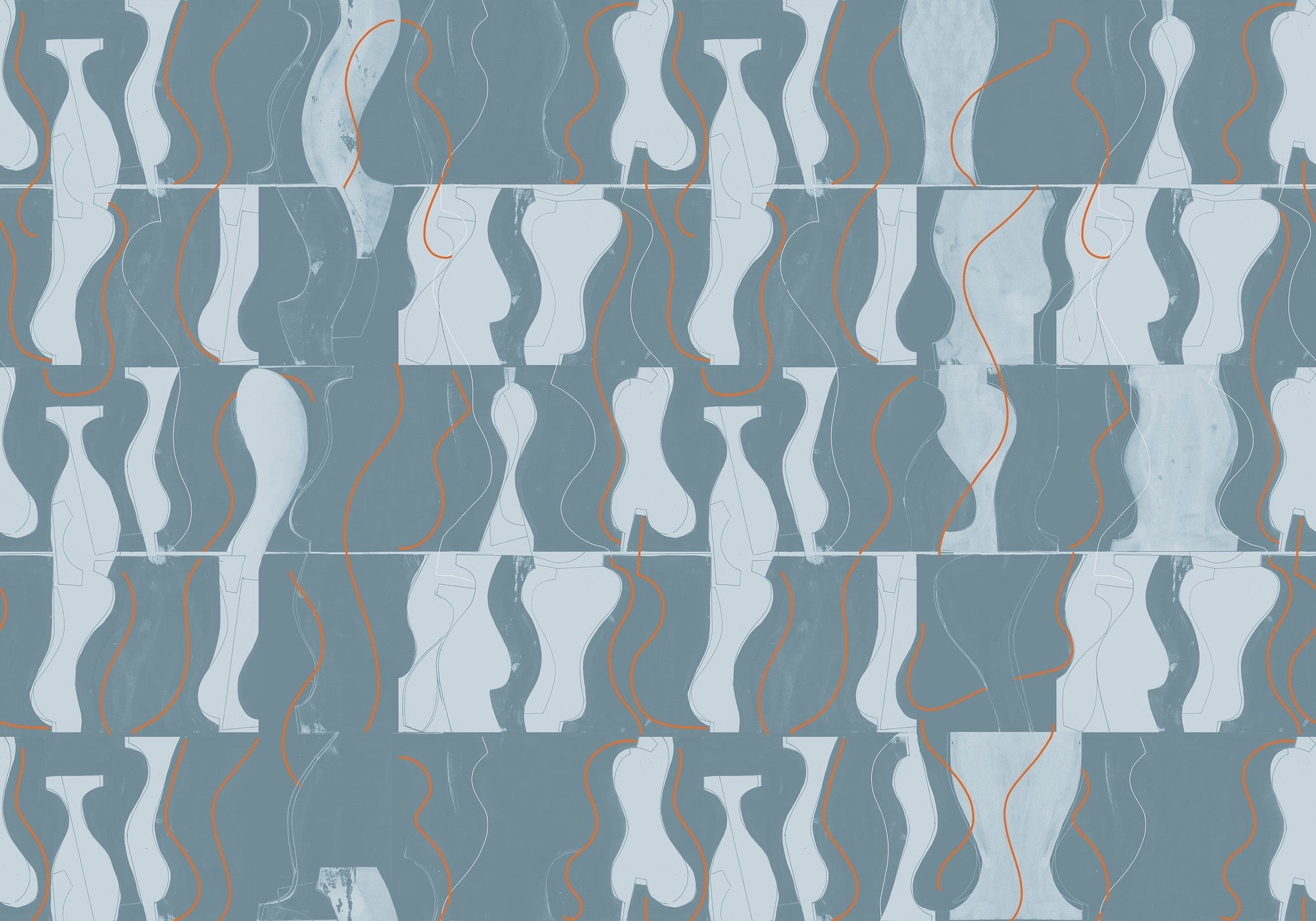 A00110 Archeological Aqua Geo Mural by Coordonné