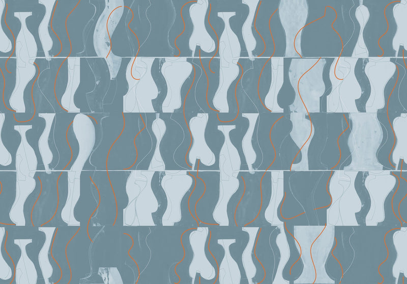 A00110 Archeological Aqua Geo Mural by Coordonné