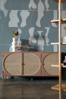 A00110 Archeological Aqua Geo Mural by Coordonné