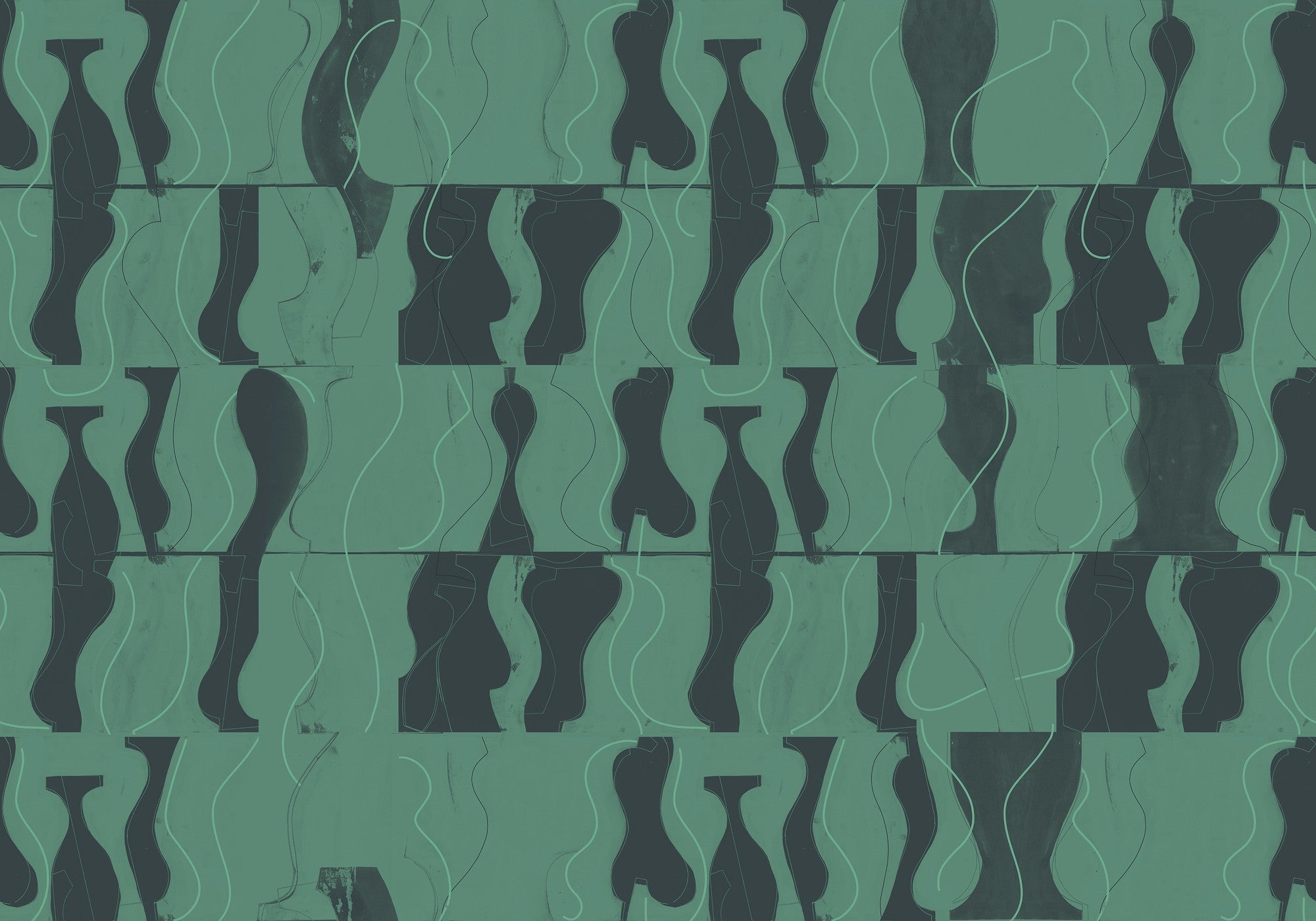 A00112 Archeological Malachite Geo Mural by Coordonné