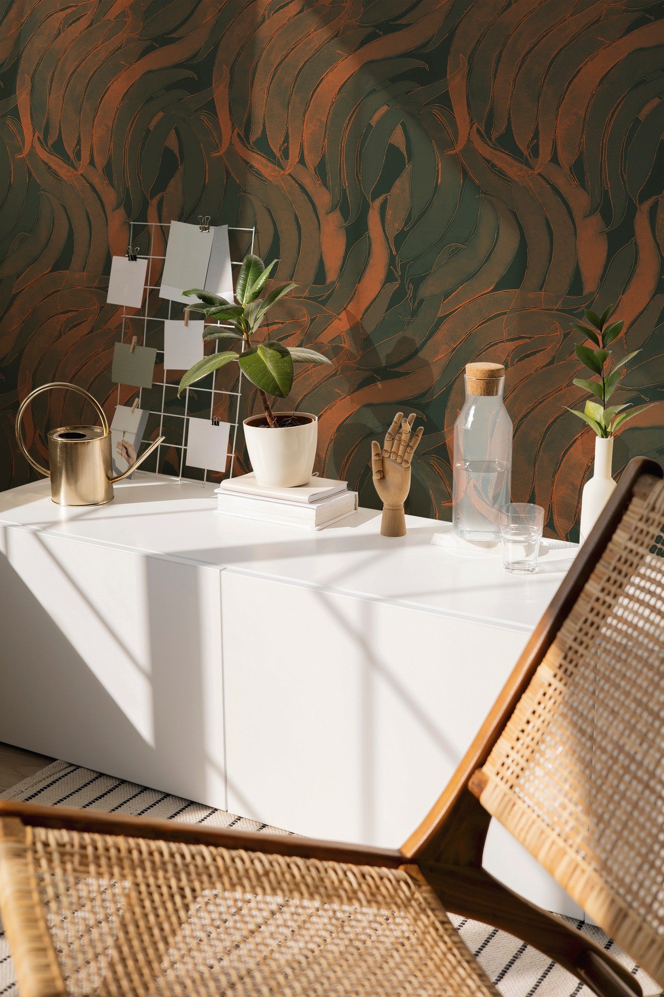 A00127 Crop Fossils Terracotta Geo Wallpaper by Coordonné