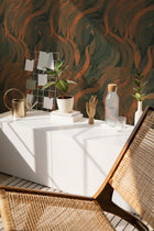 A00127 Crop Fossils Terracotta Geo Wallpaper by Coordonné