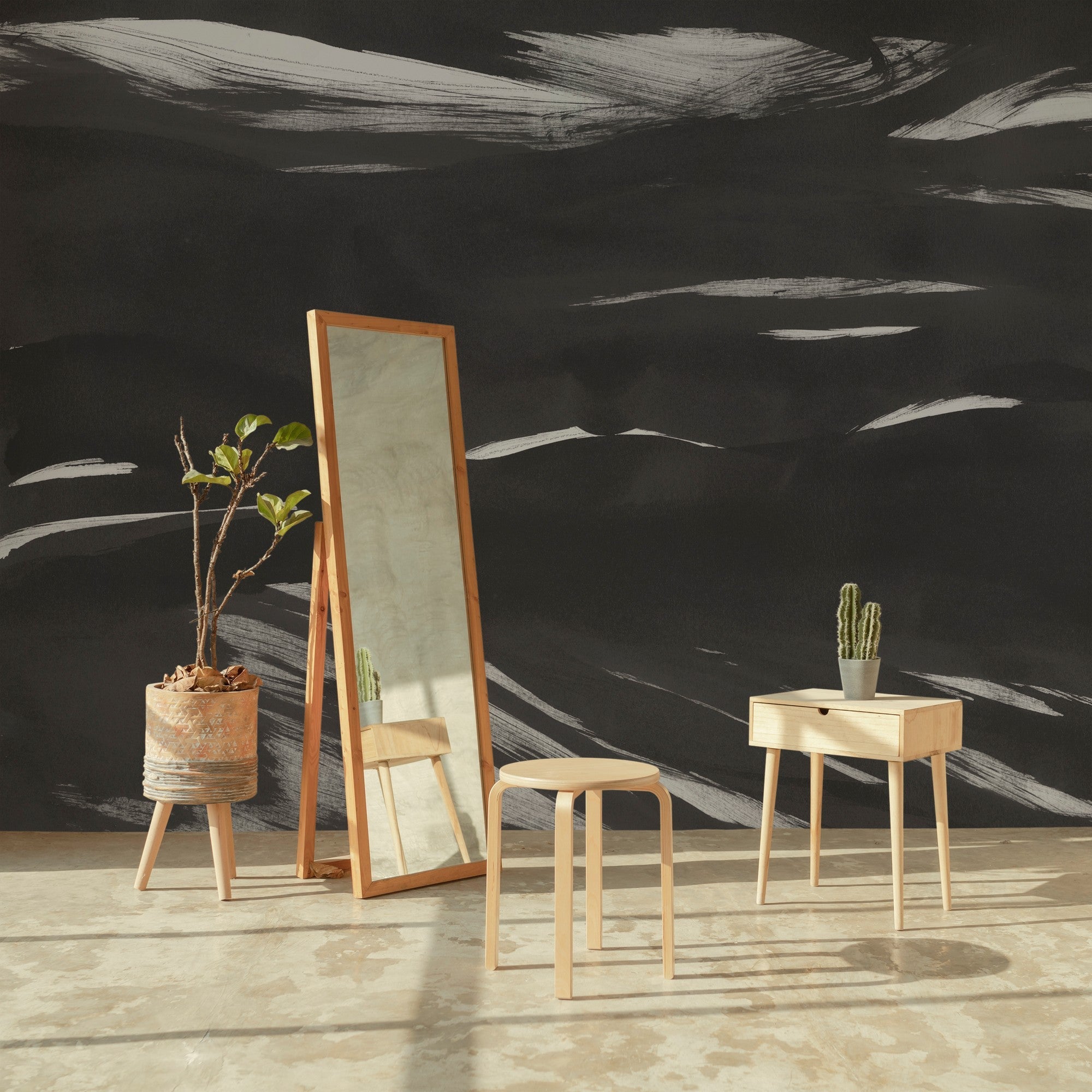 A00144 Marine Xray Metallics Onyx Geo Mural by Coordonné