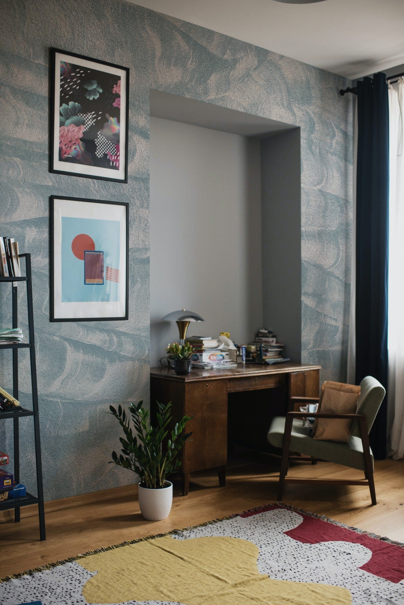 A00167 Atmospheric Haze Metallics Silver Geo Mural by Coordonné