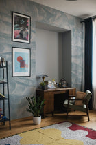 A00167 Atmospheric Haze Metallics Silver Geo Mural by Coordonné