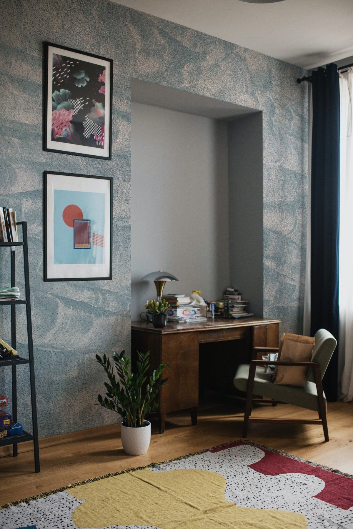 Atmospheric Haze Metallics Silver Geo Mural by Coordonné
