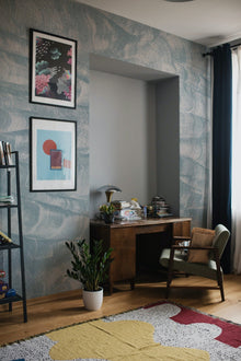 A00167 Atmospheric Haze Metallics Silver Geo Mural by Coordonné