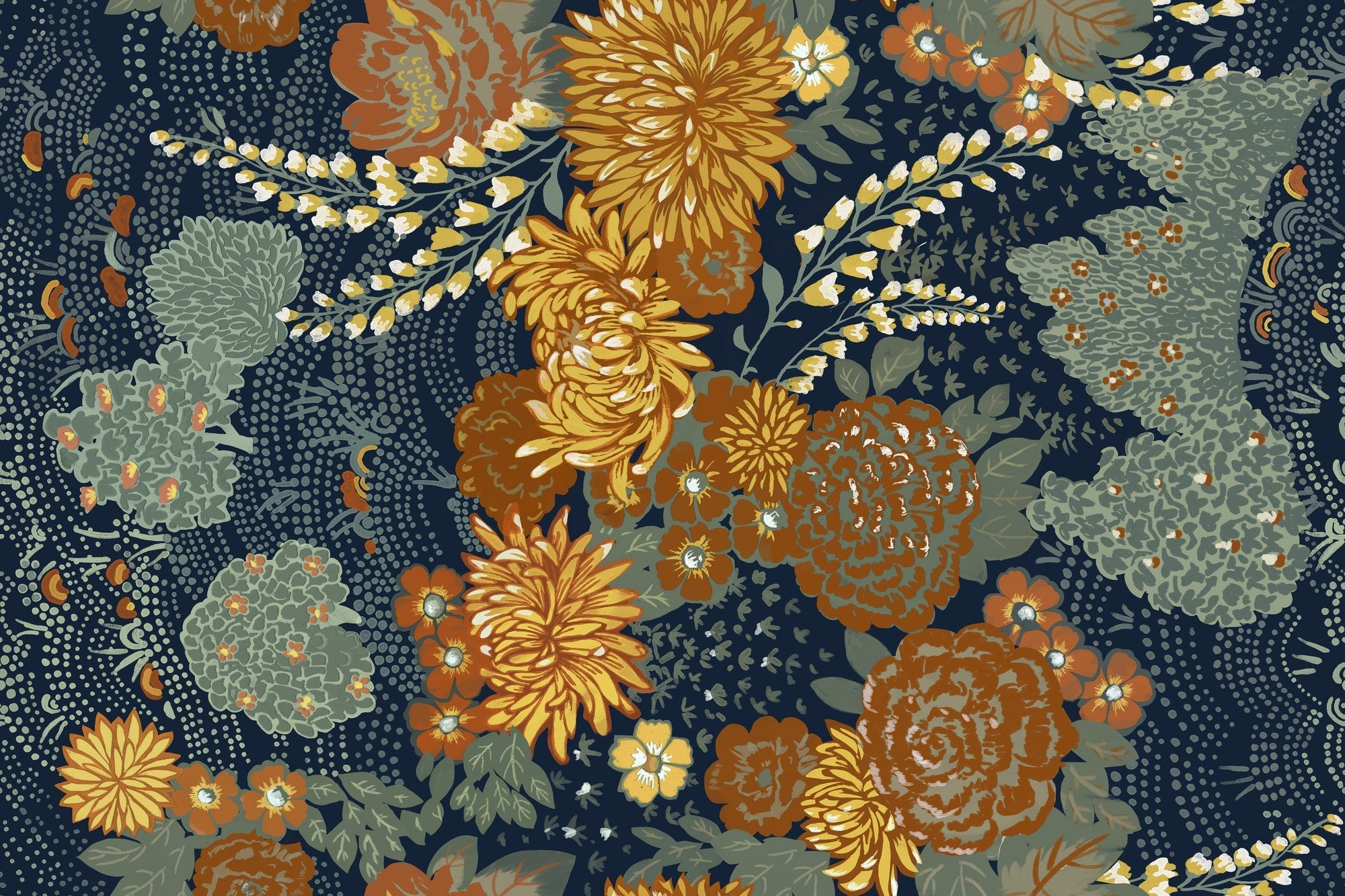 A00235 Maria Luisa Cúrcuma Feria Wallpaper by Coordonné