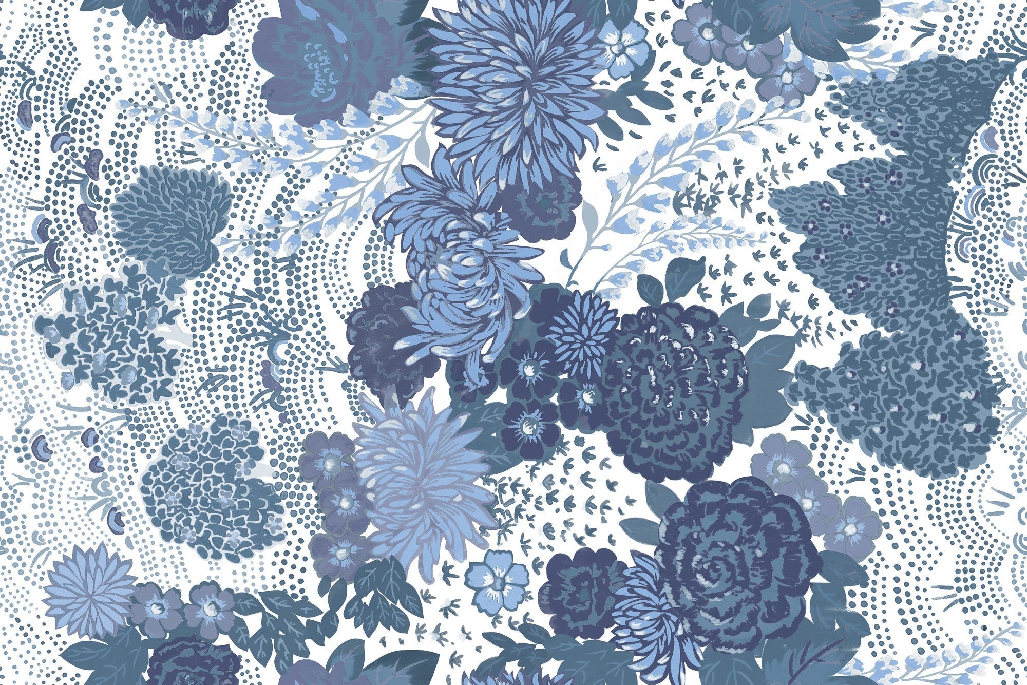 A00238 Maria Luisa Índigo Feria Wallpaper by Coordonné