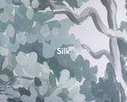 A00304 Minerva Swan, Blanco, Verde Linen Aracne Mural by Coordonné