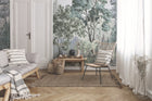 A00304 Minerva Swan, Blanco, Verde Linen Aracne Mural by Coordonné