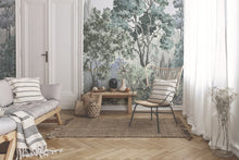 A00304 Minerva Swan, Blanco, Verde Linen Aracne Mural by Coordonné