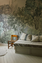 A00304 Minerva Swan, Blanco, Verde Linen Aracne Mural by Coordonné