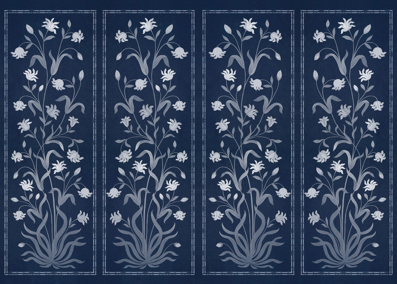 A00308 Daffodils Galaxy, Azul Oscuro Linen Aracne Mural by Coordonné