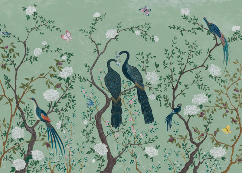 A00310 Edo Aqua Linen Aracne Mural by Coordonné