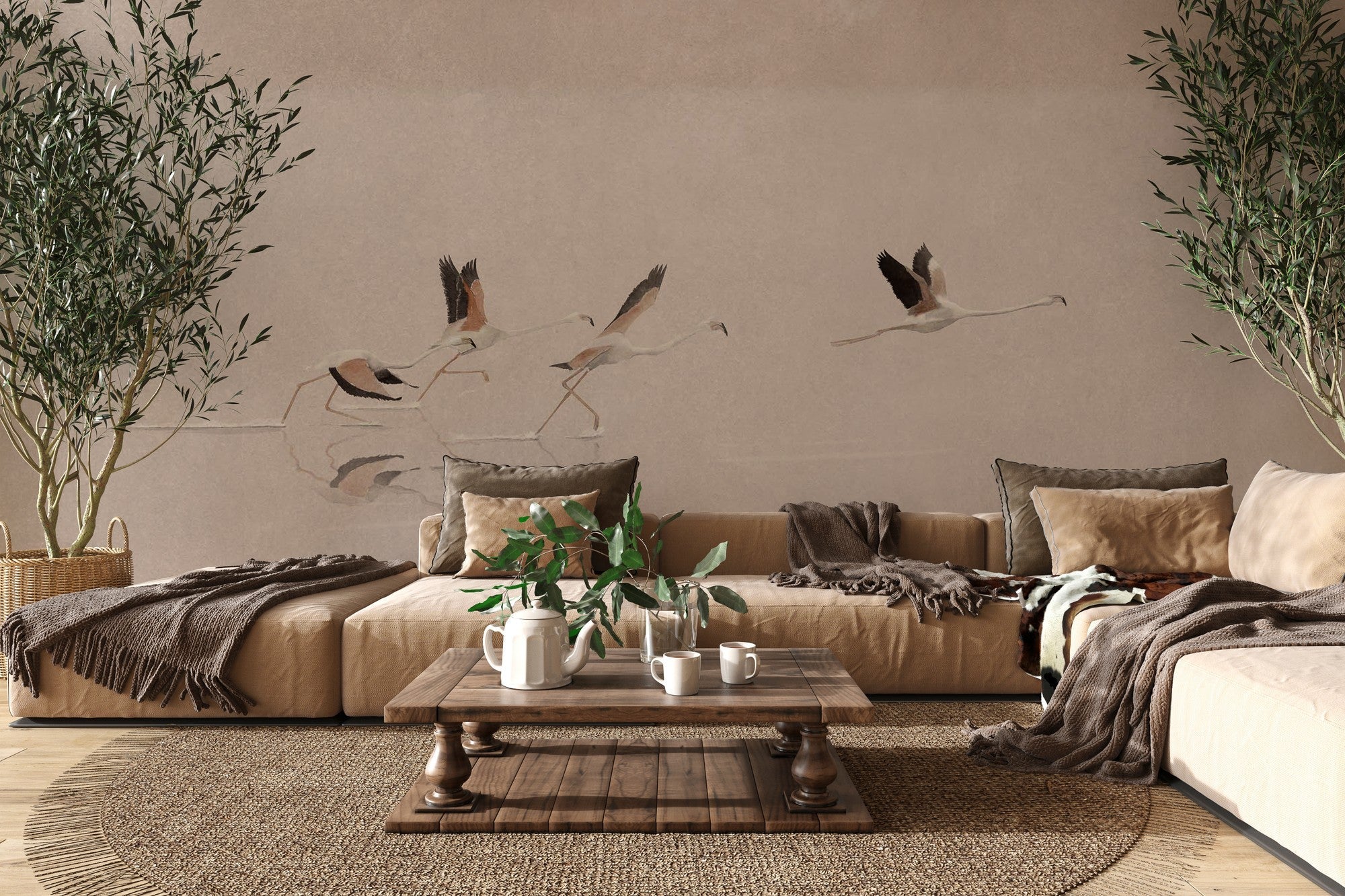 A00317 Doñana Peony Linen Aracne Mural by Coordonné