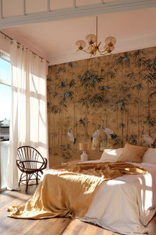 A00320 Garzas Ocher Linen Aracne Mural by Coordonné