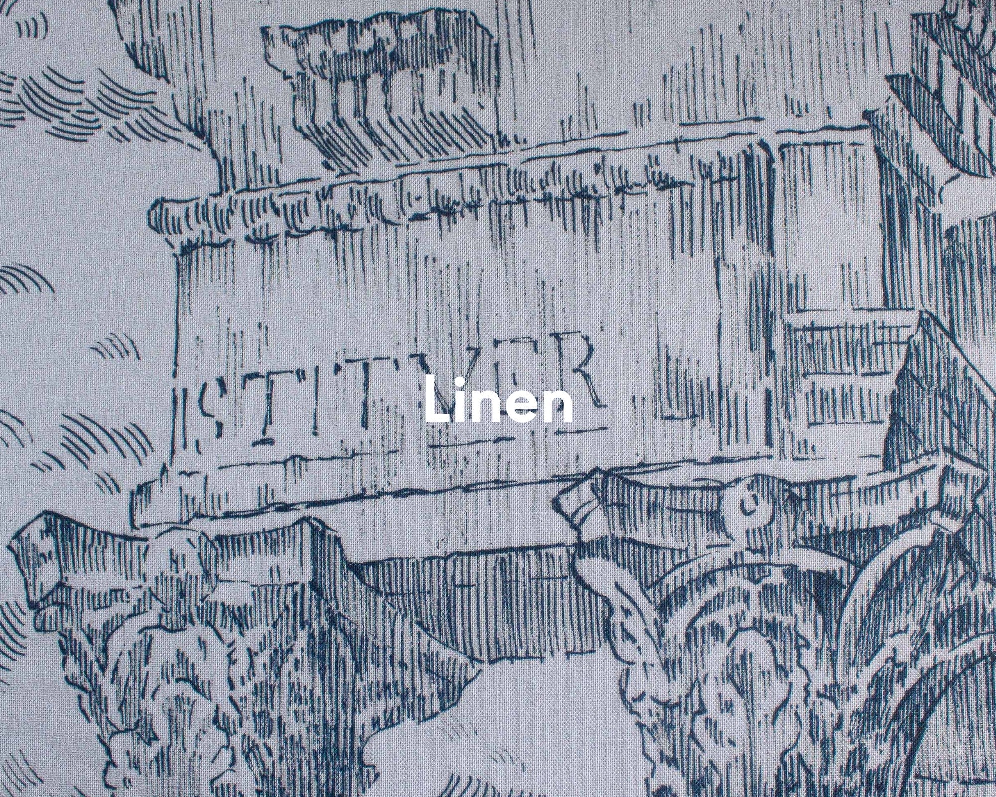 A00330 Ruins Cobalt Linen Aracne Mural by Coordonné