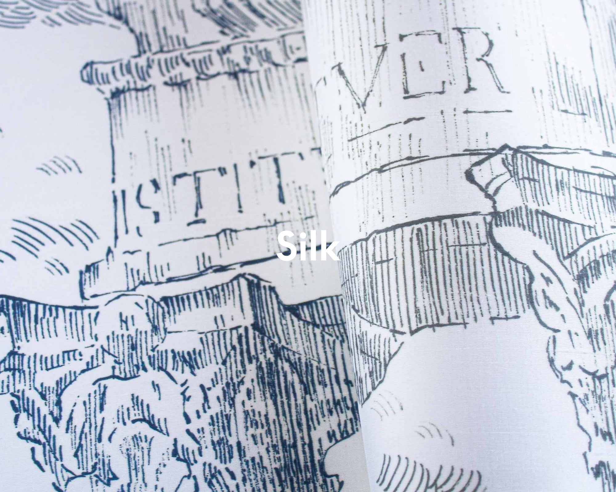 A00330 Ruins Cobalt Linen Aracne Mural by Coordonné