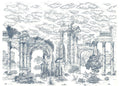 Ruins Cobalt Linen Aracne Mural by Coordonné
