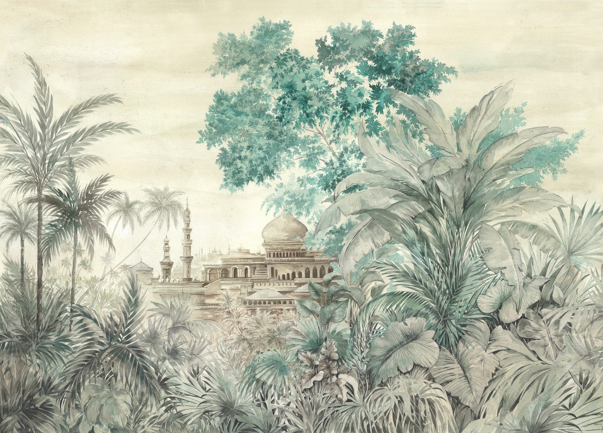 A00333 Taj Mahal Spring Linen Aracne Mural by Coordonné