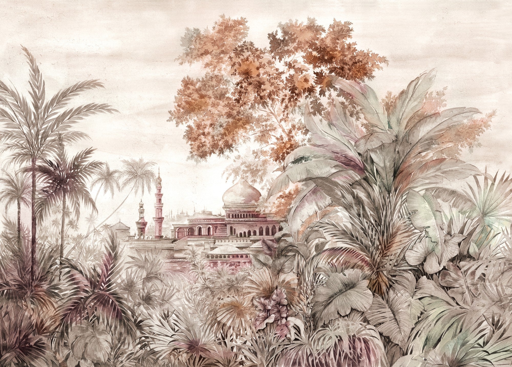 A00334 Taj Mahal Autum Linen Aracne Mural by Coordonné