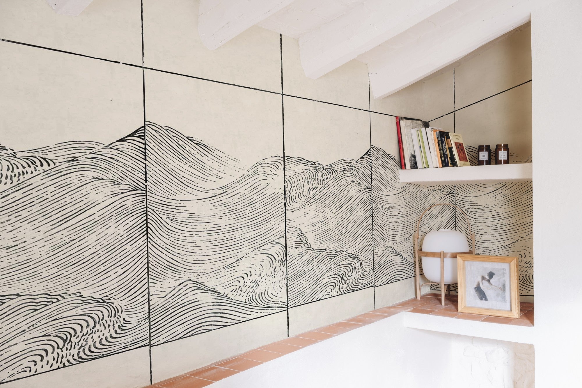 A00335 Waves Papyrus Linen Aracne Mural by Coordonné