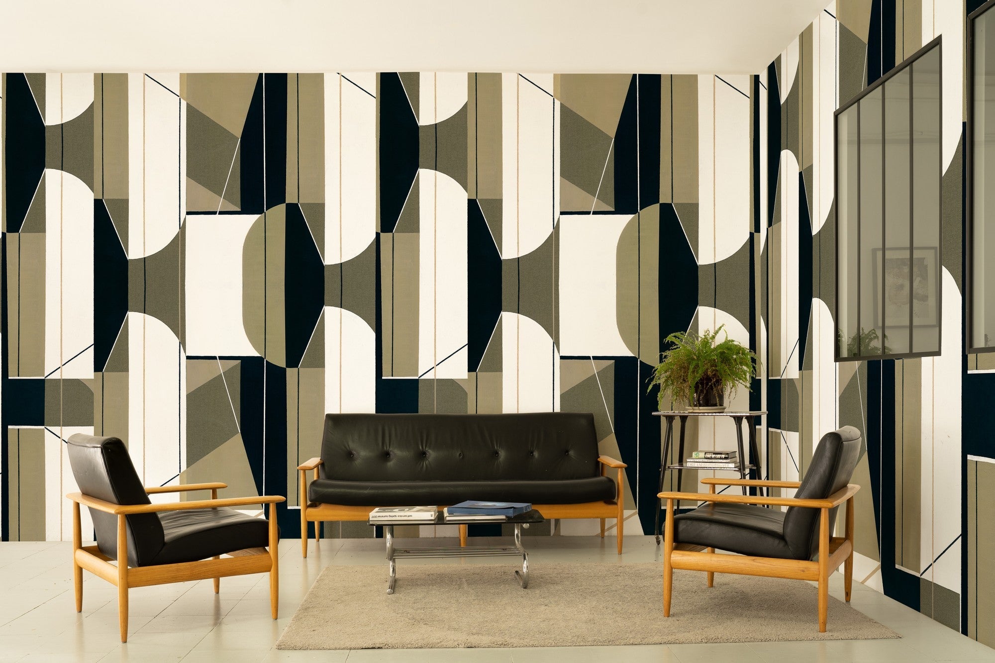 A00340 Pythagoras Khaki Linen Aracne Mural by Coordonné