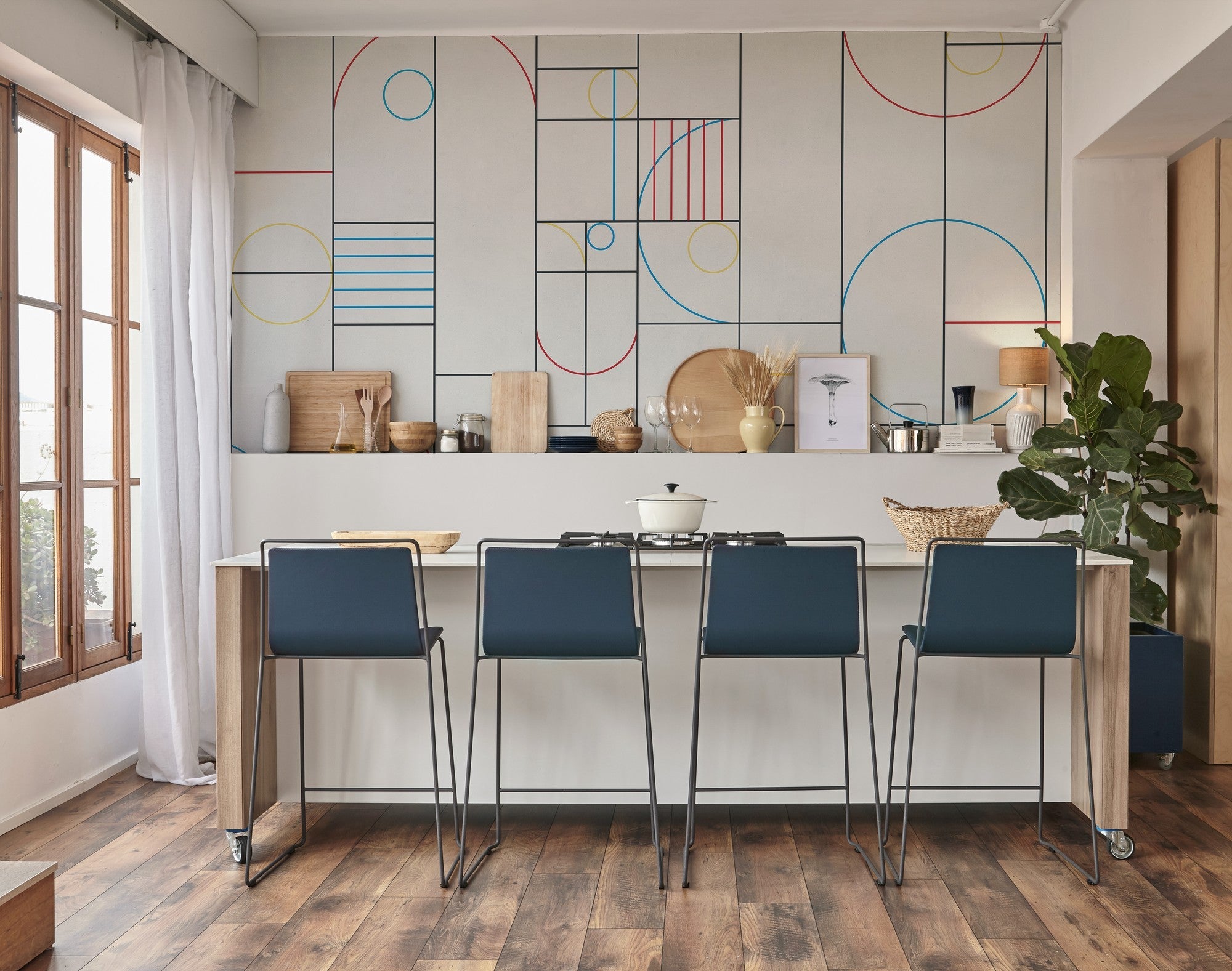 A00343 Modular Cmyk Linen Aracne Mural by Coordonné