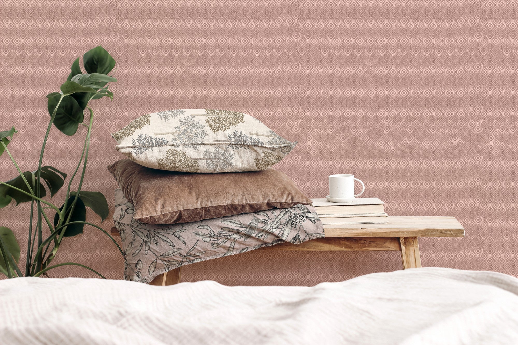 A00516 Sisal Cava Pink Olivar Wallpaper by Coordonné