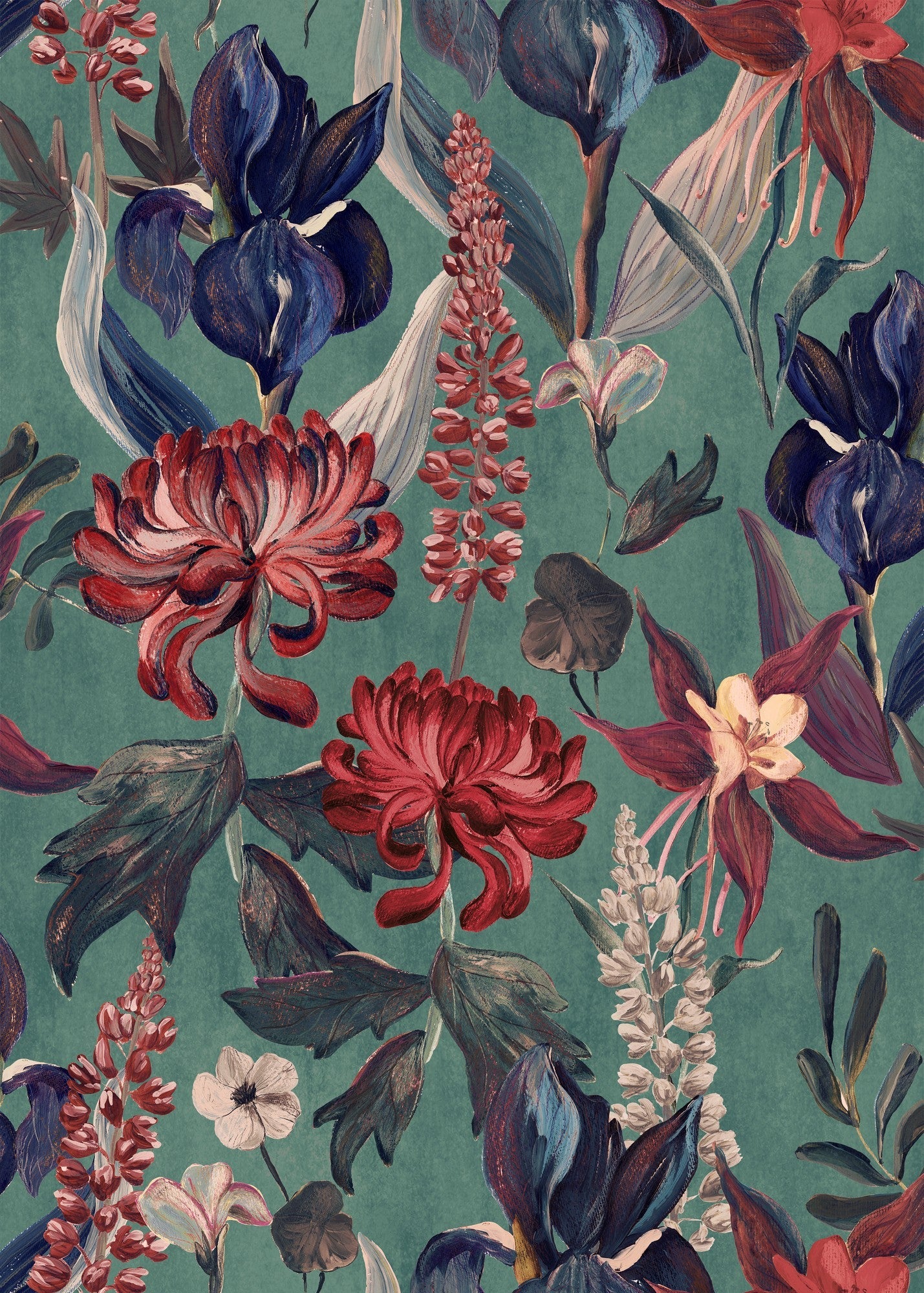 A00603 Jardín Rojo Mint Lur Wallpaper by Coordonné
