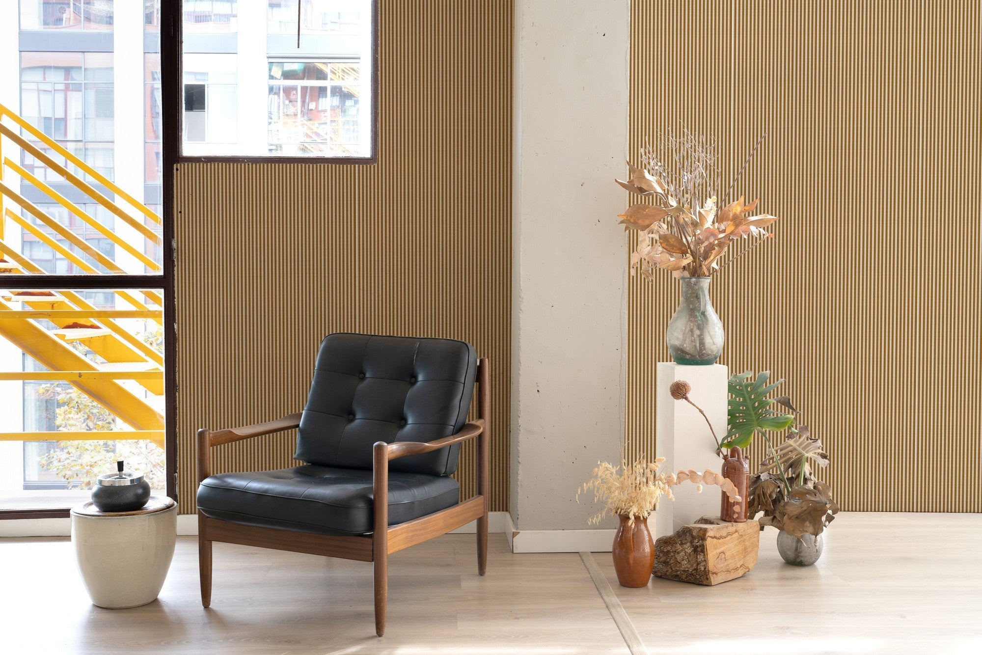 A00712 Stripe 0,7 Curry Stripes & Checks Wallpaper by Coordonné