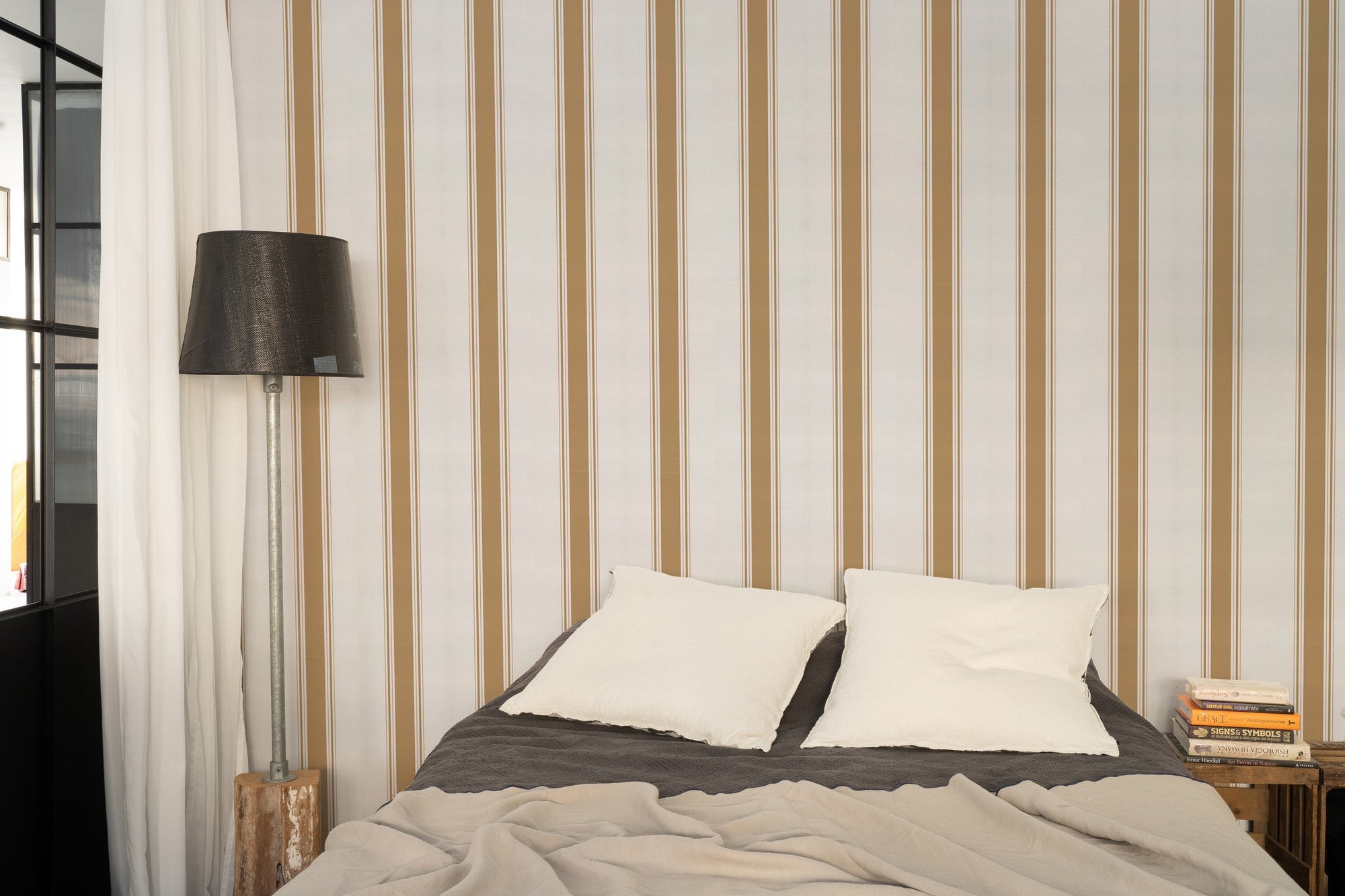 A00730 Stripe 5 Curry Stripes & Checks Wallpaper by Coordonné