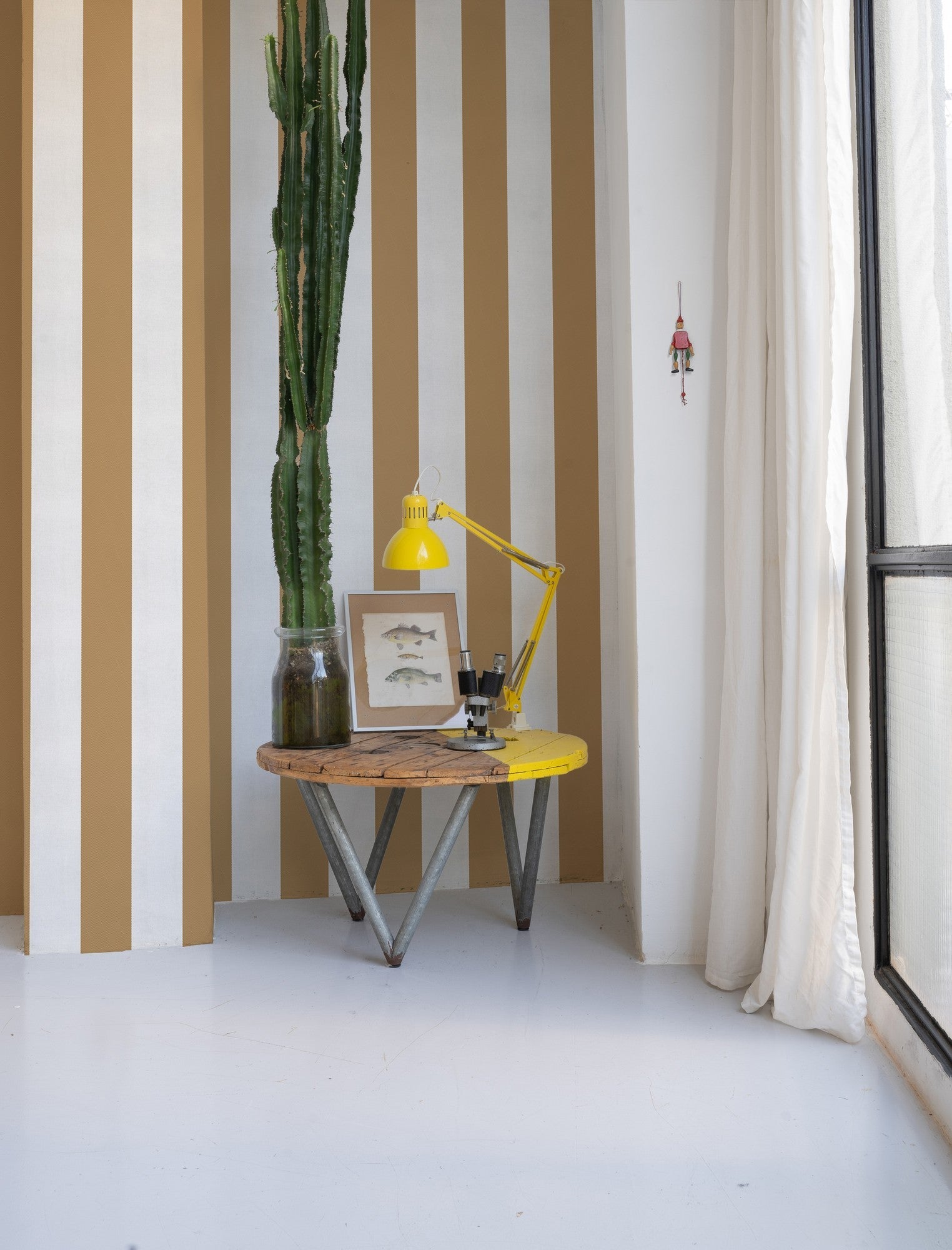 A00739 Stripe 8 Curry Stripes & Checks Wallpaper by Coordonné