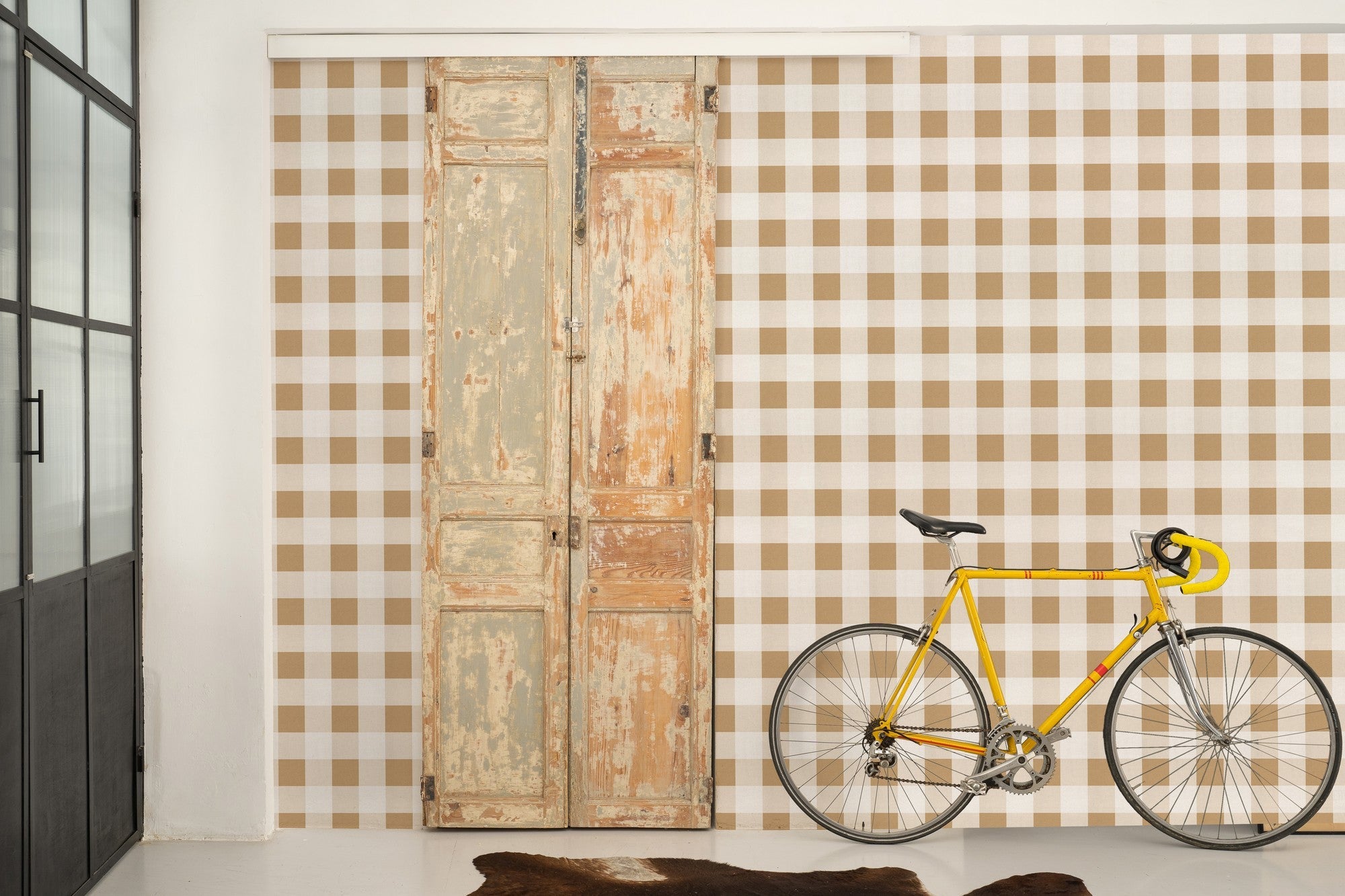 A00748 Check 8 Curry Stripes & Checks Wallpaper by Coordonné