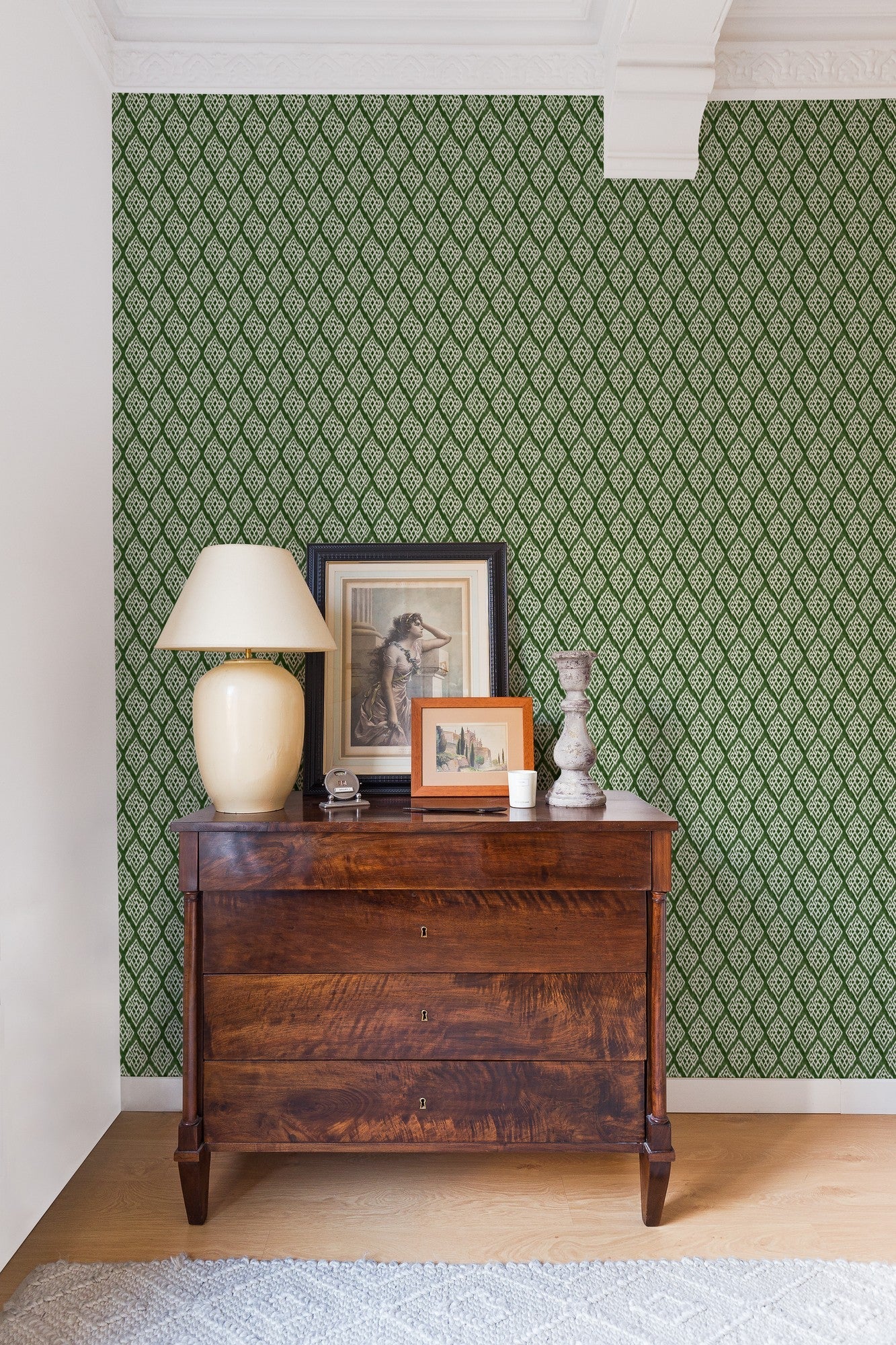 A00837 Kasuri Green Ikart Wallpaper by Coordonné