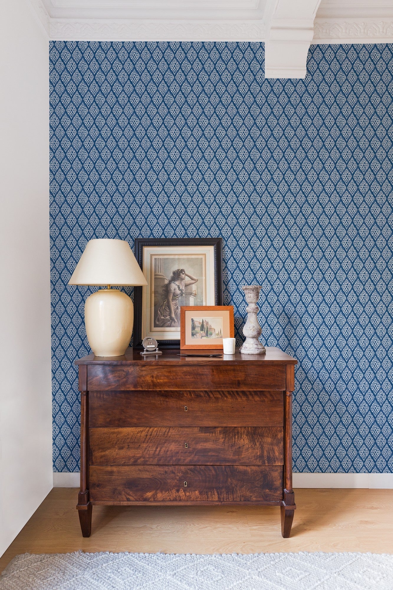 A00838 Kasuri Blue Ikart Wallpaper by Coordonné