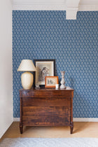 A00838 Kasuri Blue Ikart Wallpaper by Coordonné