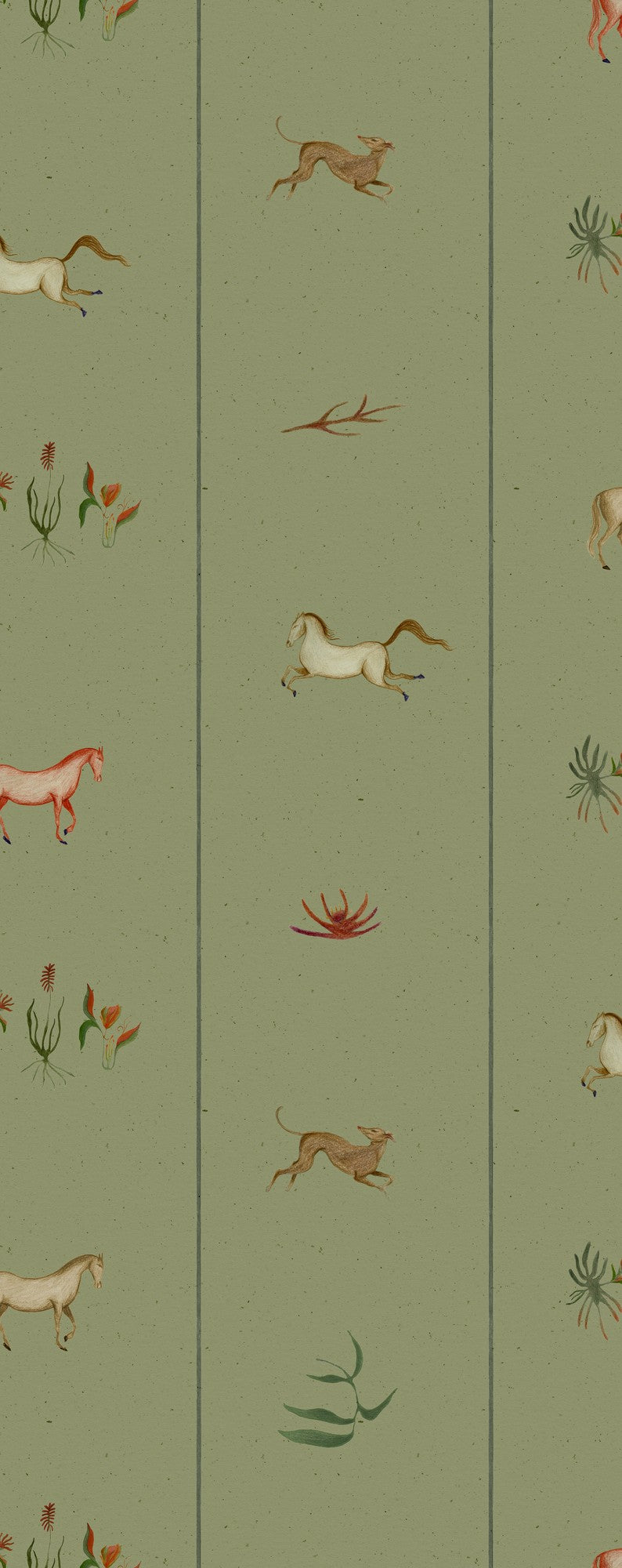 A00910 Bike ride Green Central Saint Martins Rest Time Wallpaper by Coordonné