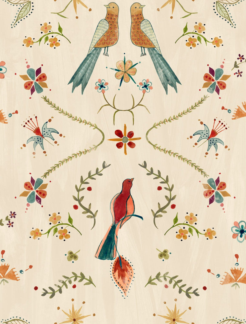 A00927 Metaphoric birds Fawn Central Saint Martins Rest Time Wallpaper by Coordonné