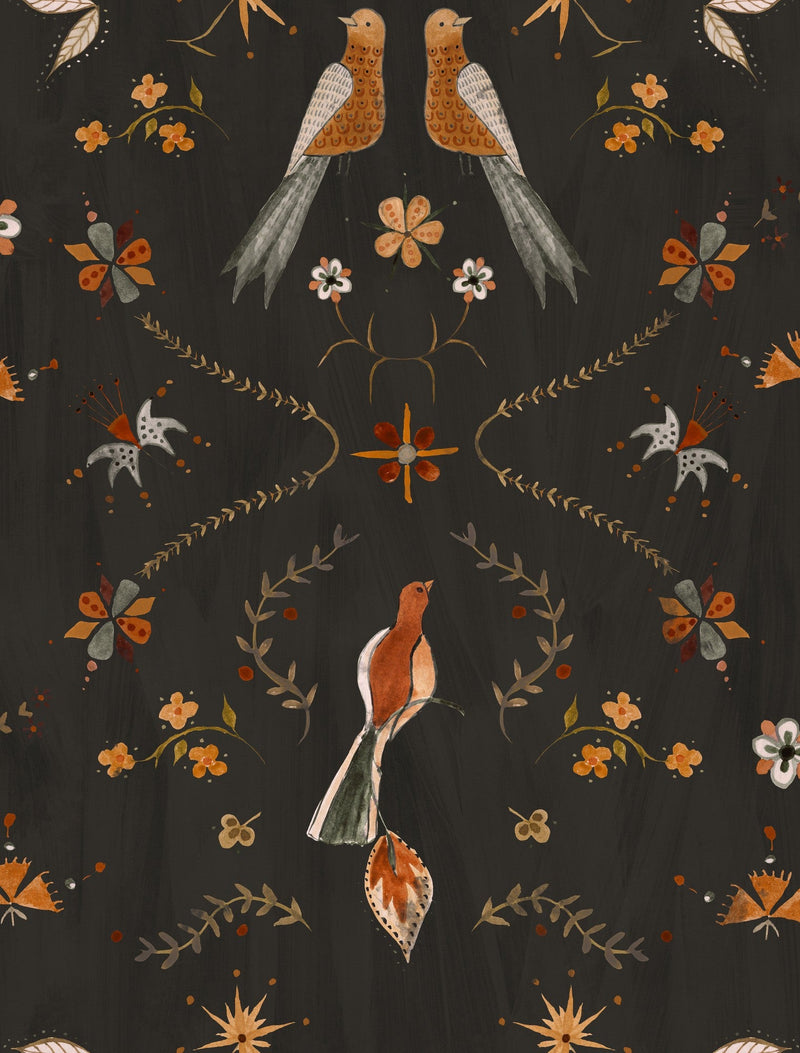 A00928 Metaphoric birds Black Central Saint Martins Rest Time Wallpaper by Coordonné
