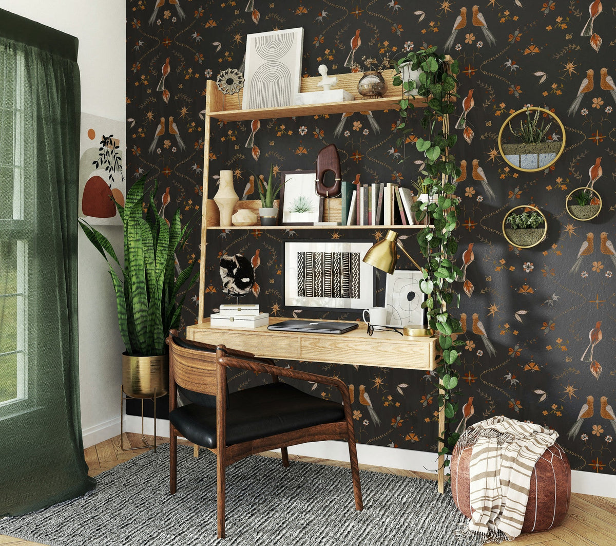 A00928 Metaphoric birds Black Central Saint Martins Rest Time Wallpaper by Coordonné