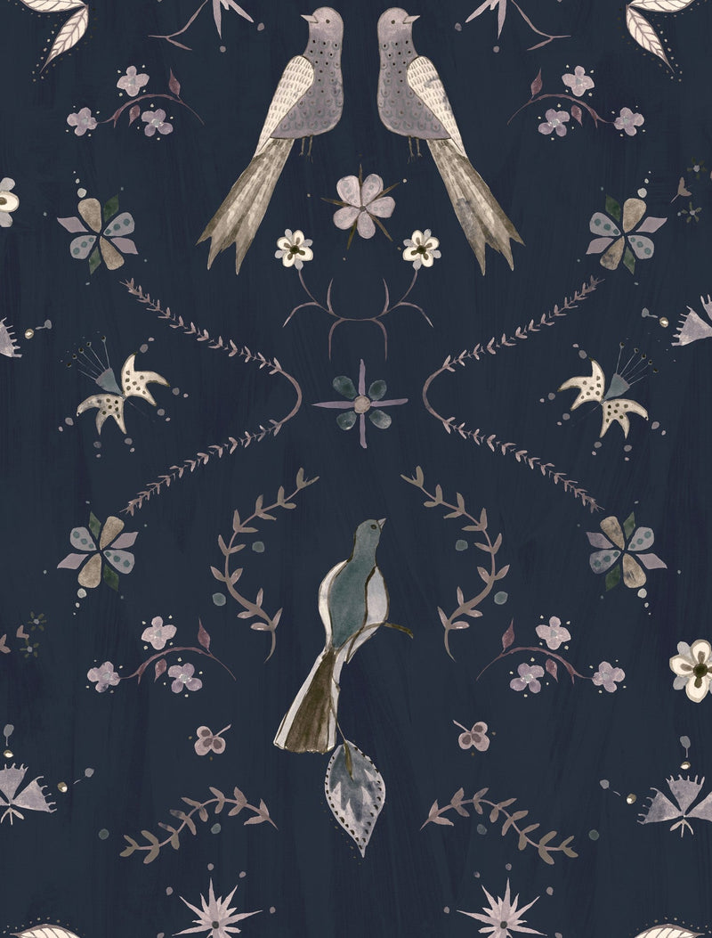 A00929 Metaphoric birds Blue Central Saint Martins Rest Time Wallpaper by Coordonné