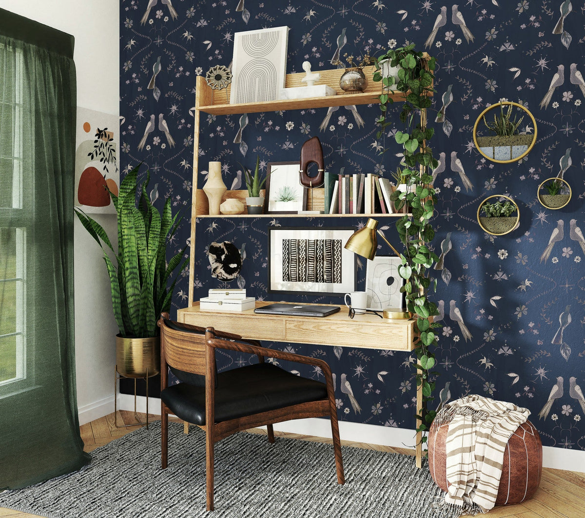 A00929 Metaphoric birds Blue Central Saint Martins Rest Time Wallpaper by Coordonné