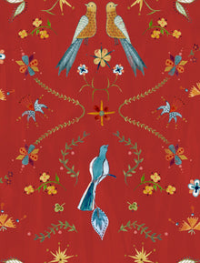 A00930 Metaphoric birds Red Central Saint Martins Rest Time Wallpaper by Coordonné