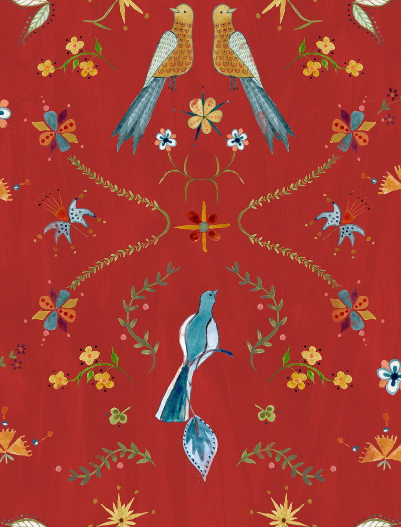 A00930 Metaphoric birds Red Central Saint Martins Rest Time Wallpaper by Coordonné