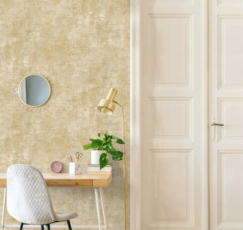 A67903 Textured Plain Cream Gold Wallpaper by Grandeco
